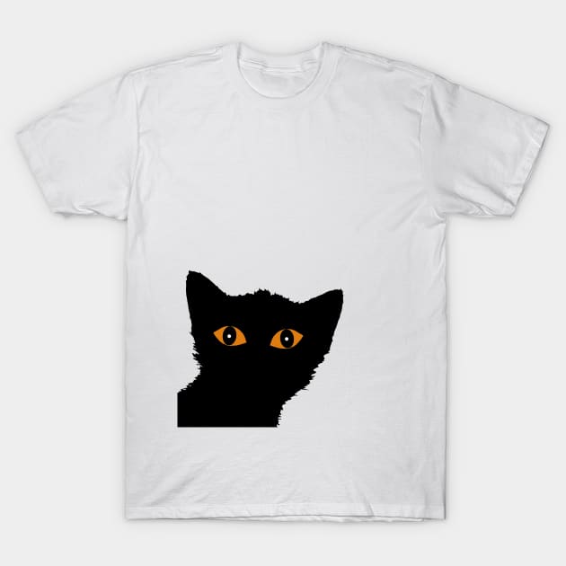 BLACK CAT WITH ORANGE  EYES T-Shirt by Scarebaby